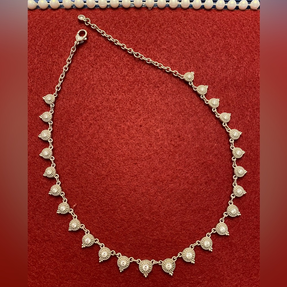 Ornate Sterling & Cz Station Style Studded Necklace